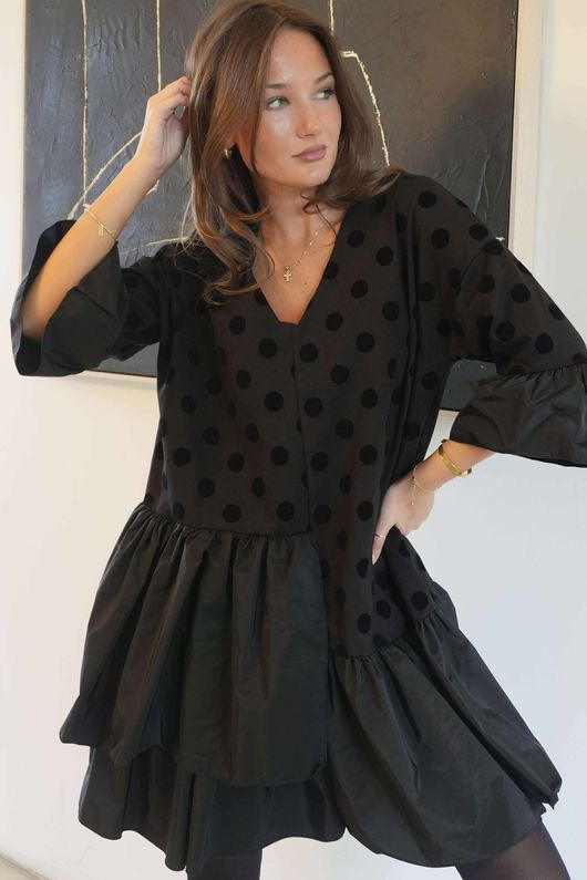 Oscar Rue Dress Polka Dot Black